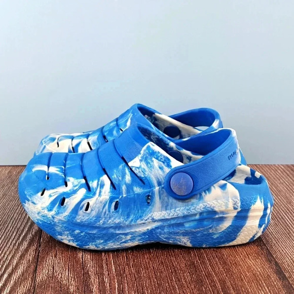 Rugged Shark Other - Toddler Clogs, Blue and White, Baby sz 7